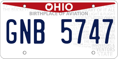 OH license plate GNB5747