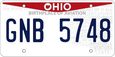 OH license plate GNB5748