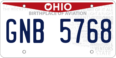 OH license plate GNB5768