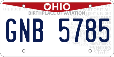 OH license plate GNB5785