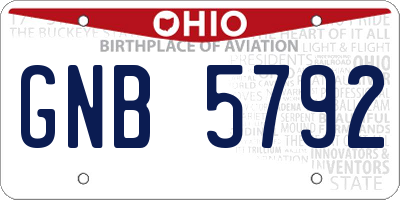 OH license plate GNB5792
