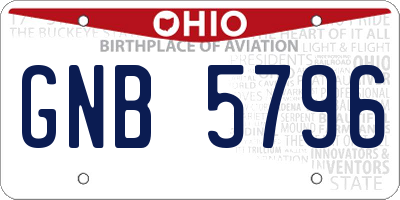 OH license plate GNB5796