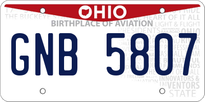 OH license plate GNB5807