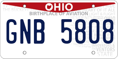 OH license plate GNB5808