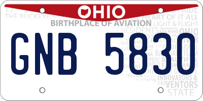 OH license plate GNB5830