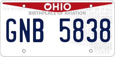 OH license plate GNB5838