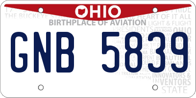OH license plate GNB5839