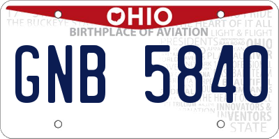 OH license plate GNB5840