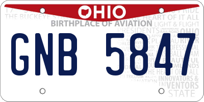 OH license plate GNB5847