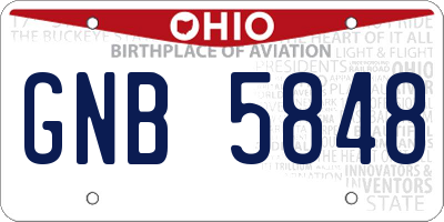 OH license plate GNB5848