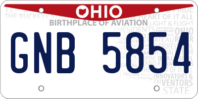 OH license plate GNB5854