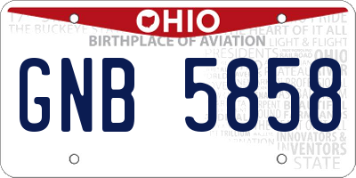 OH license plate GNB5858