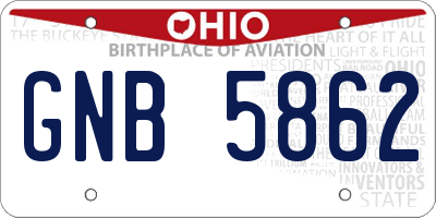 OH license plate GNB5862