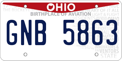 OH license plate GNB5863