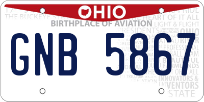 OH license plate GNB5867
