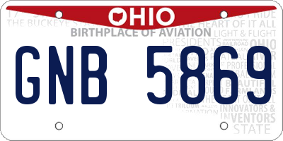OH license plate GNB5869