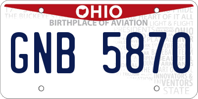 OH license plate GNB5870