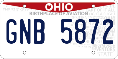 OH license plate GNB5872