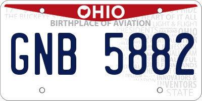OH license plate GNB5882