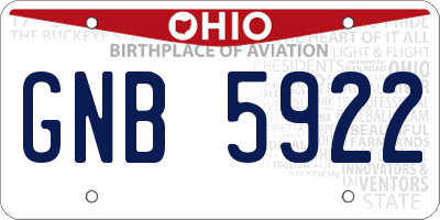 OH license plate GNB5922