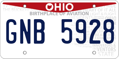 OH license plate GNB5928