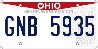 OH license plate GNB5935