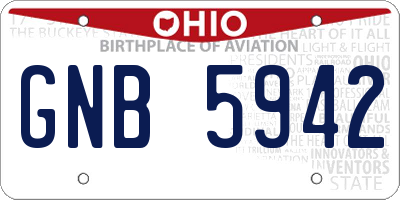 OH license plate GNB5942