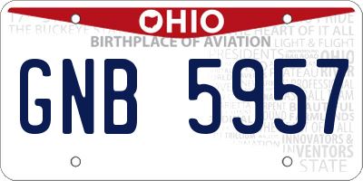 OH license plate GNB5957