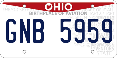 OH license plate GNB5959