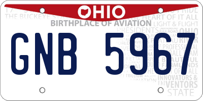 OH license plate GNB5967