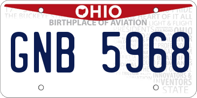 OH license plate GNB5968