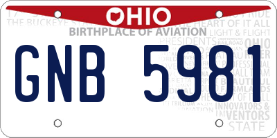 OH license plate GNB5981