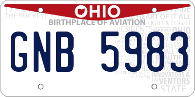 OH license plate GNB5983