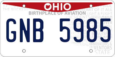 OH license plate GNB5985