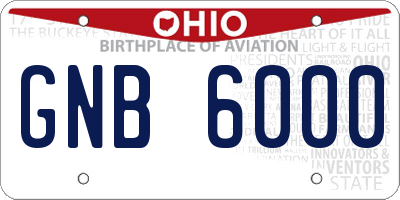 OH license plate GNB6000