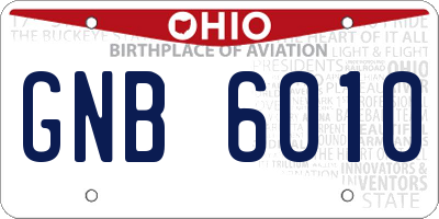 OH license plate GNB6010