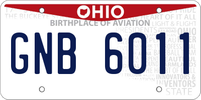 OH license plate GNB6011