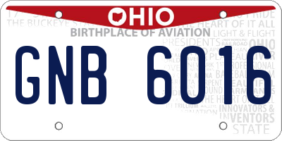 OH license plate GNB6016