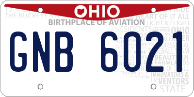 OH license plate GNB6021