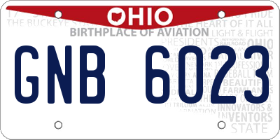 OH license plate GNB6023