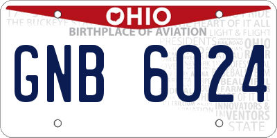 OH license plate GNB6024