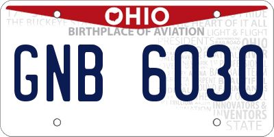 OH license plate GNB6030
