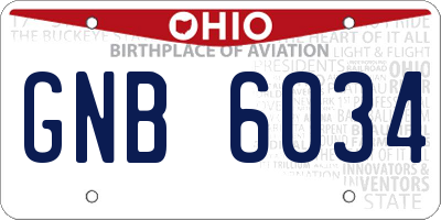 OH license plate GNB6034
