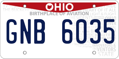OH license plate GNB6035