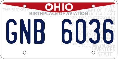 OH license plate GNB6036
