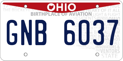 OH license plate GNB6037