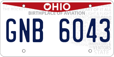OH license plate GNB6043
