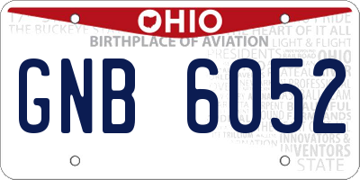 OH license plate GNB6052