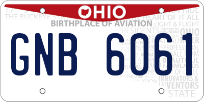 OH license plate GNB6061