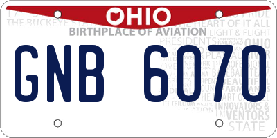 OH license plate GNB6070